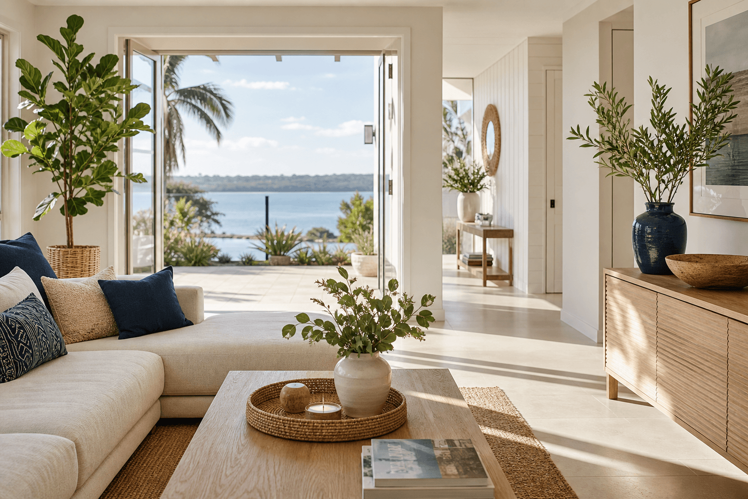 Clean coastal home interior